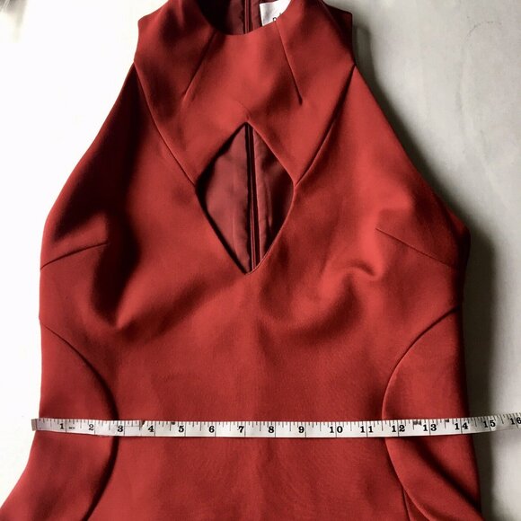N/Nicholas Ponti Diamond Cut-Out Sleeveless Scuba Midi Cocktail Dress Red Size 6 - Picture 9 of 10